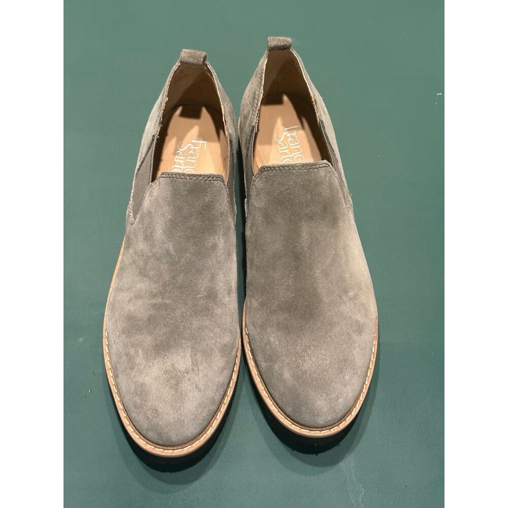 Franco Sarto Cole Women's 9M Grey Suede Ankle Booties Lug Slip On Shoes NWOT